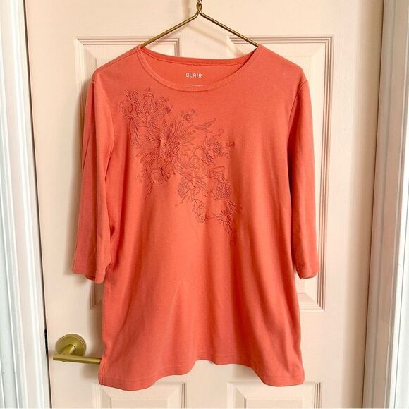 Blair Orange Embellished 3/4 Sleeve Relaxed Blouse - Picture 1 of 5